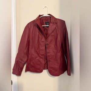 East 5th Genuine Leather Blazer Jacket Burgundy Wine Red Women’s Small